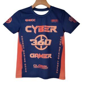 ESX 360 ESPORTS Jersey Gamer Boys Size M Short Sleeve Shirt Blue Orange EUC
